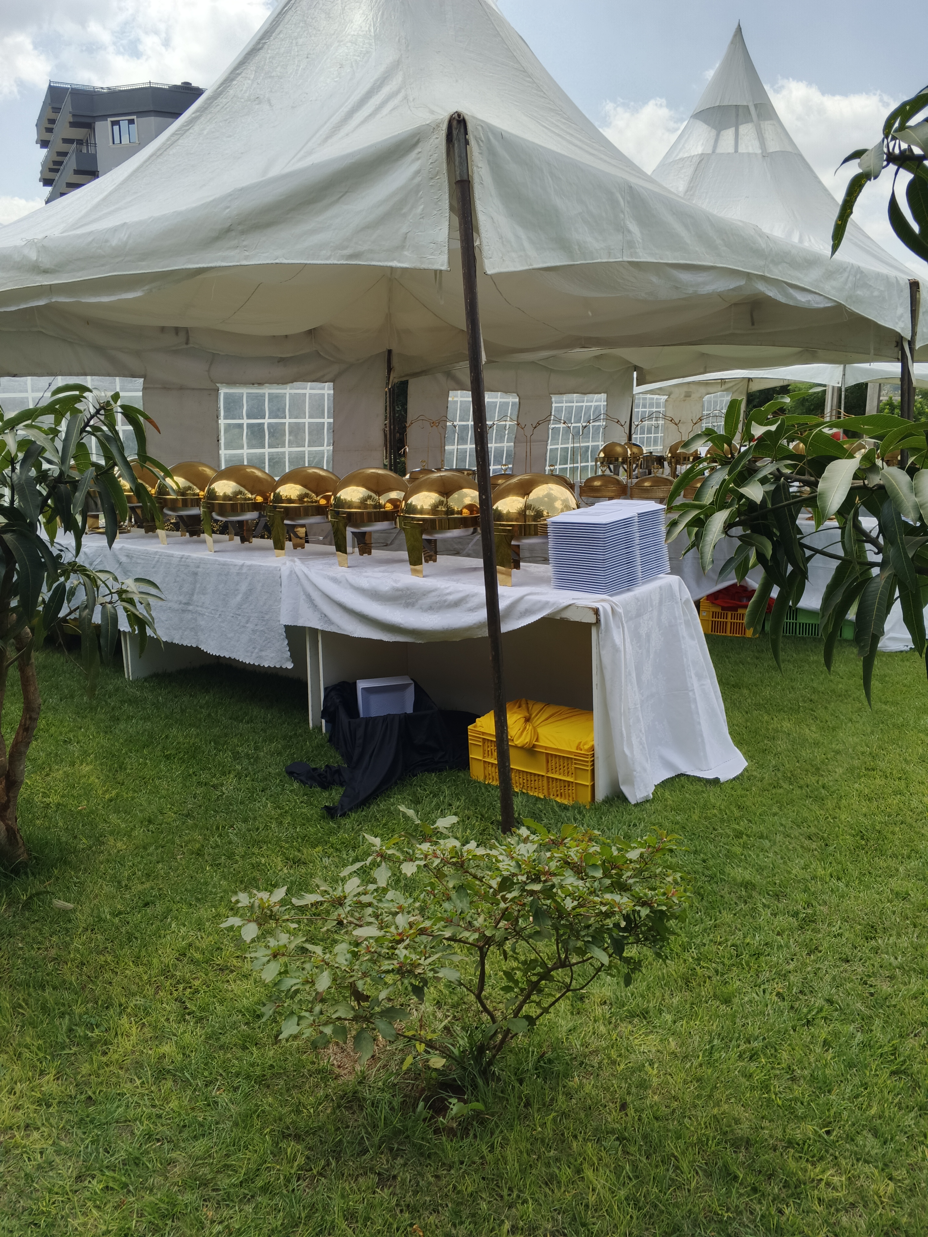 Organized tech event with glowing lights